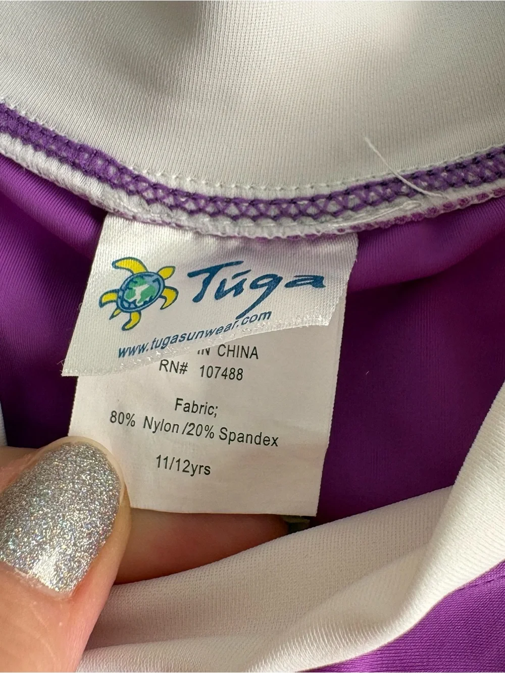 Girls' Purple Floral Long-Sleeve Rashguard Swim Top 11/12